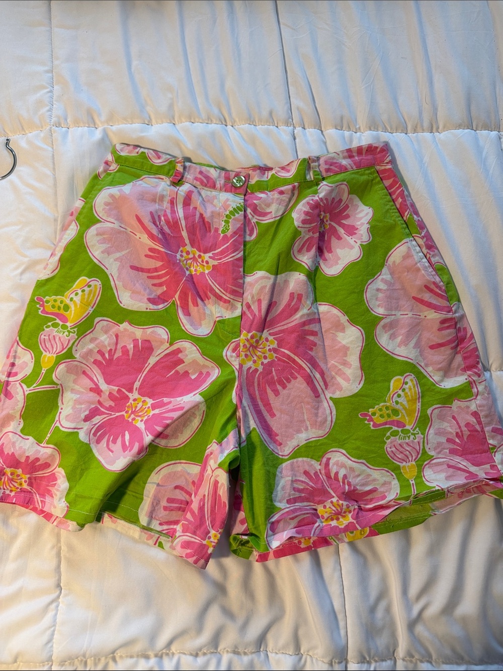 Floral Cotton Blend Women's Shorts in Pink and Green Lilly Pulitzer